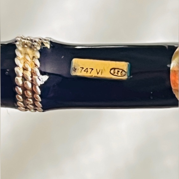 Vintage Italian 925 Silver Blue Green Enamel Bamboo Bangle 19.75g - Picture 3 of 11